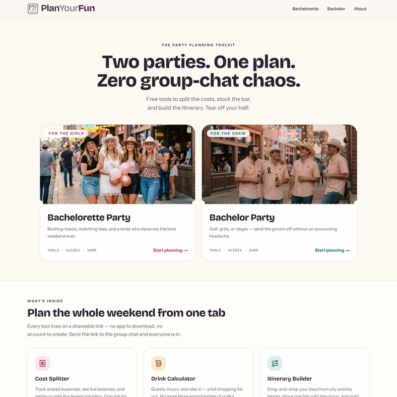 PlanYourFun — Bachelor & Bachelorette Party Planning